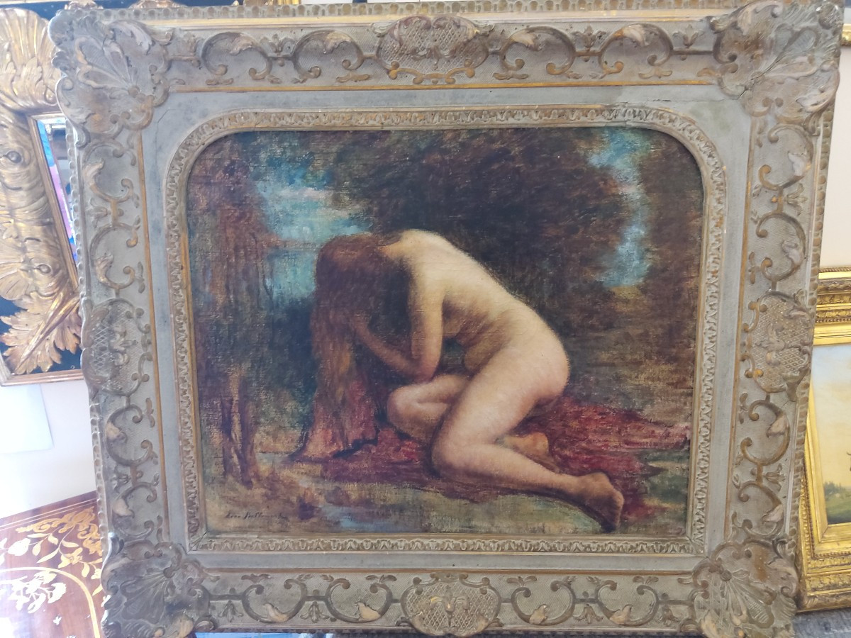 tableau nu "la nymphe égerie" par Leon Bellemont ( 1866-1961)